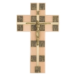 Krzyż wiszący Droga Krzyżowa- jasny złoty 29,5 cm