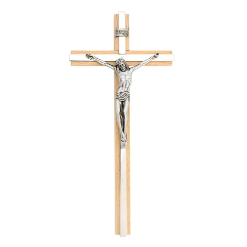 KRZYŻ WISZĄCY JASNY srebrny 26 cm
